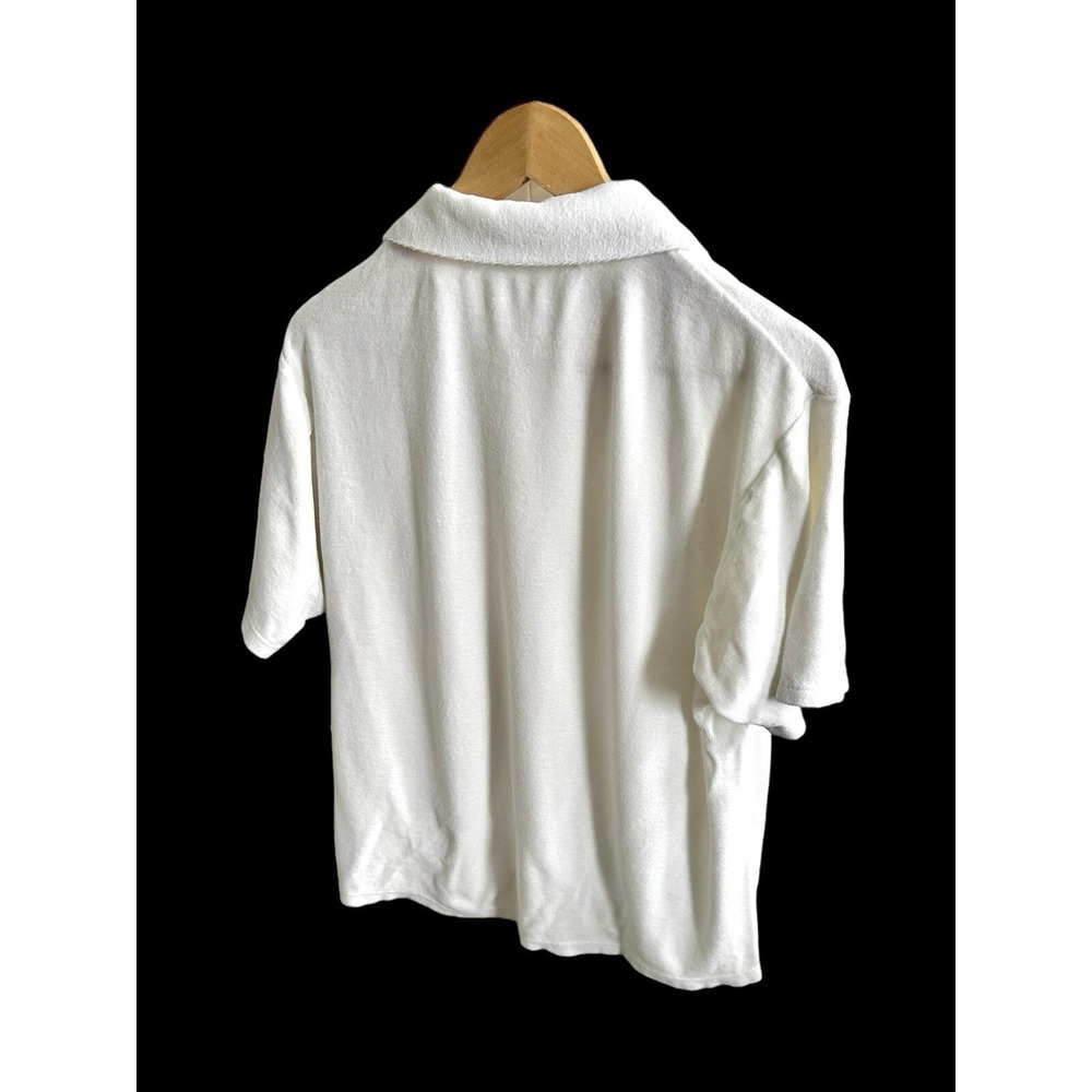 Criquet Polo Shirt Men's Medium French Terry Towel Fabric Austin Texas *flaw - Picture 2 of 7